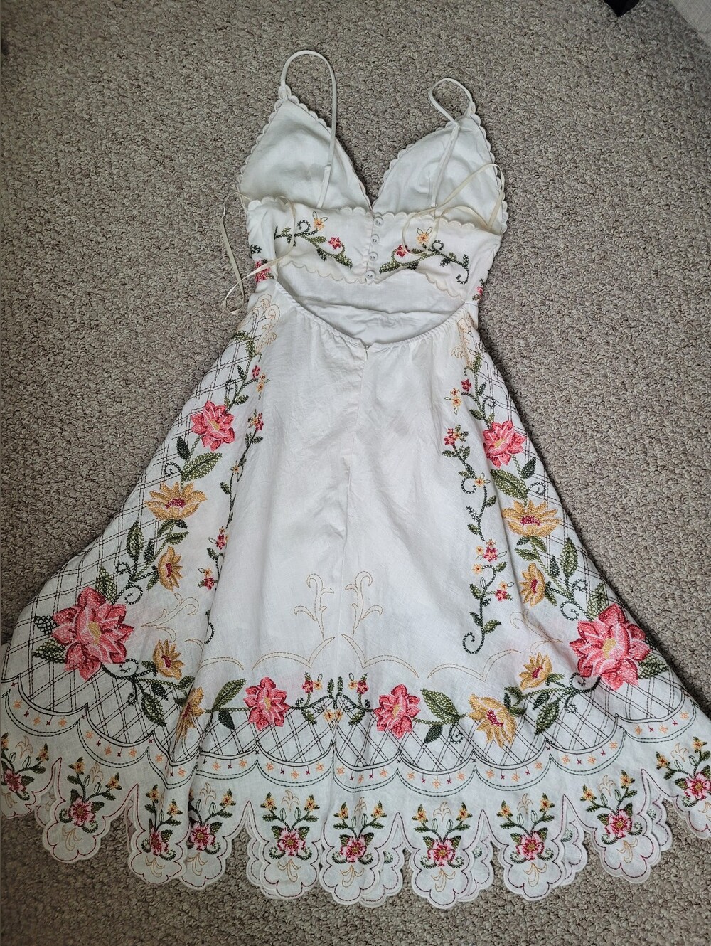 Farm Rio 100% Linen Embroidered Midi Dress. Retail Price $398 - Picture 7 of 9